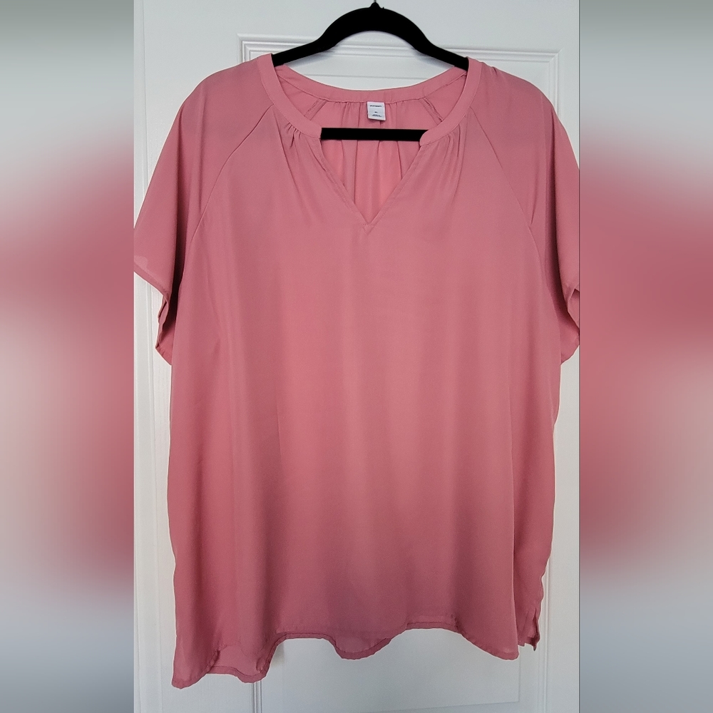 XL rose pink chiffon Old Navy blouse shirt